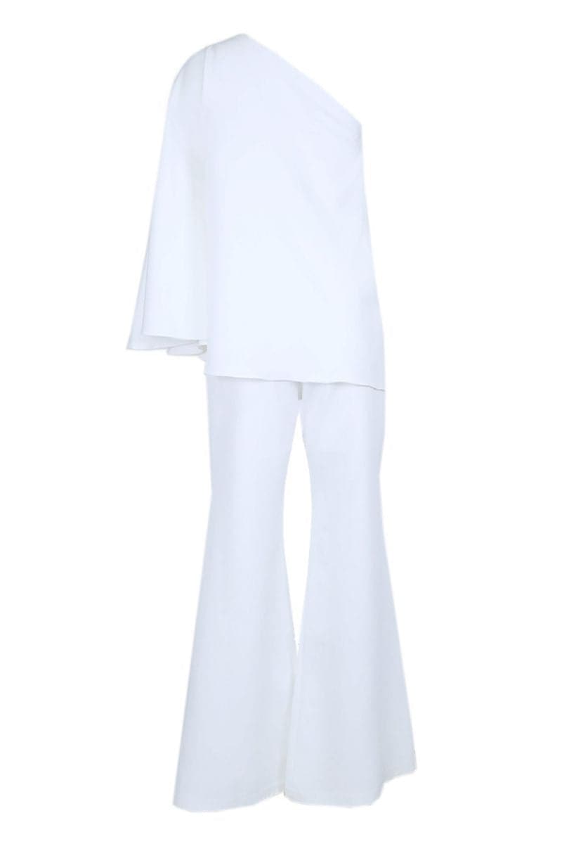 BOTANICAL ELEGANCE ONE-SHOULDER FLORAL TOP AND PANTS SET | Joanna Andraos | CULT MIA