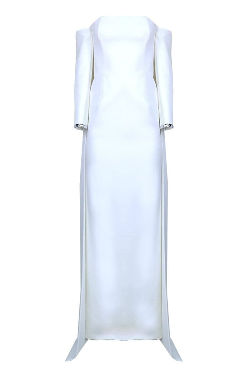 DAZZLING CRYSTAL-EMBELLISHED WHITE TUBE DRESS | Joanna Andraos | CULT MIA
