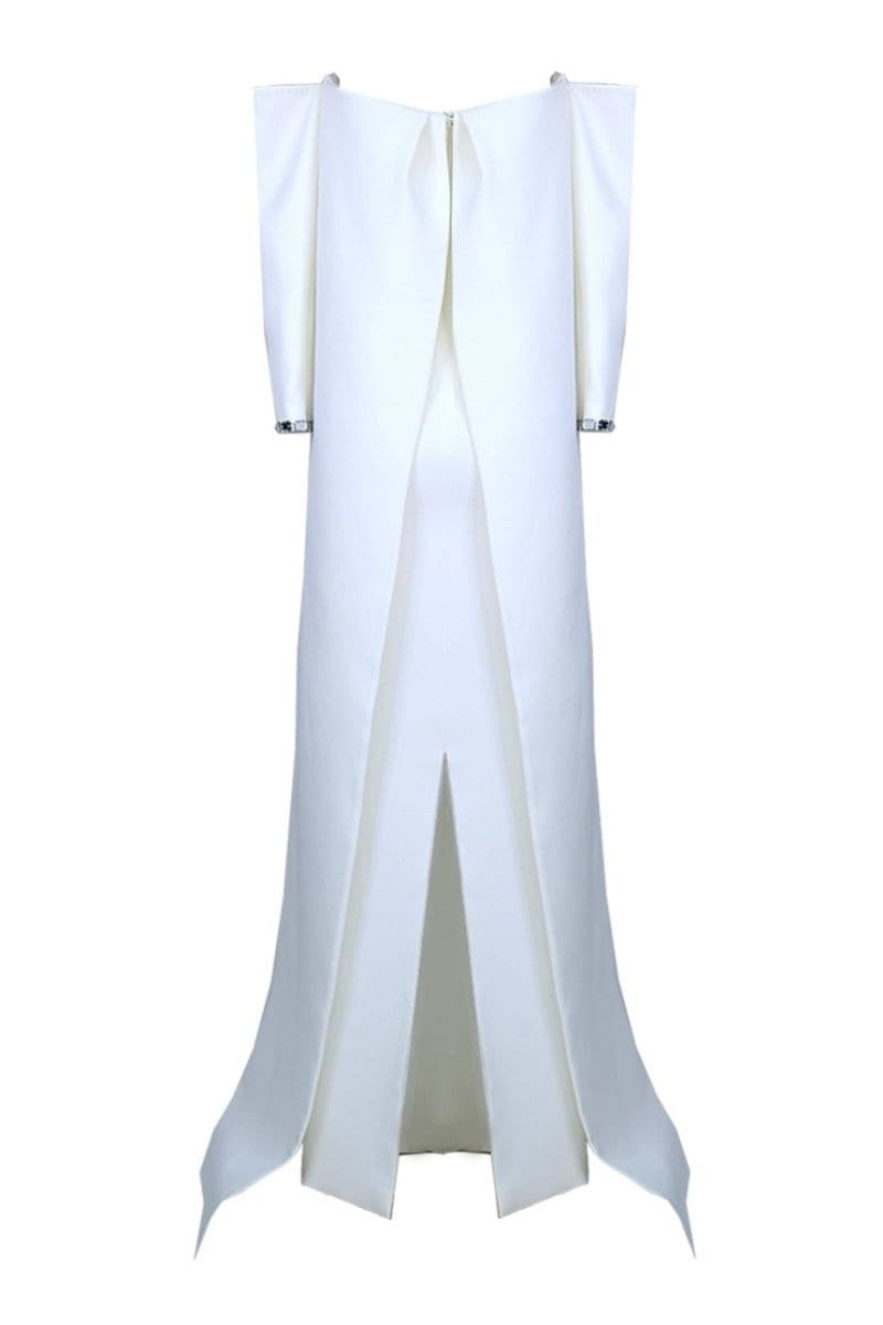 DAZZLING CRYSTAL-EMBELLISHED WHITE TUBE DRESS | Joanna Andraos | CULT MIA