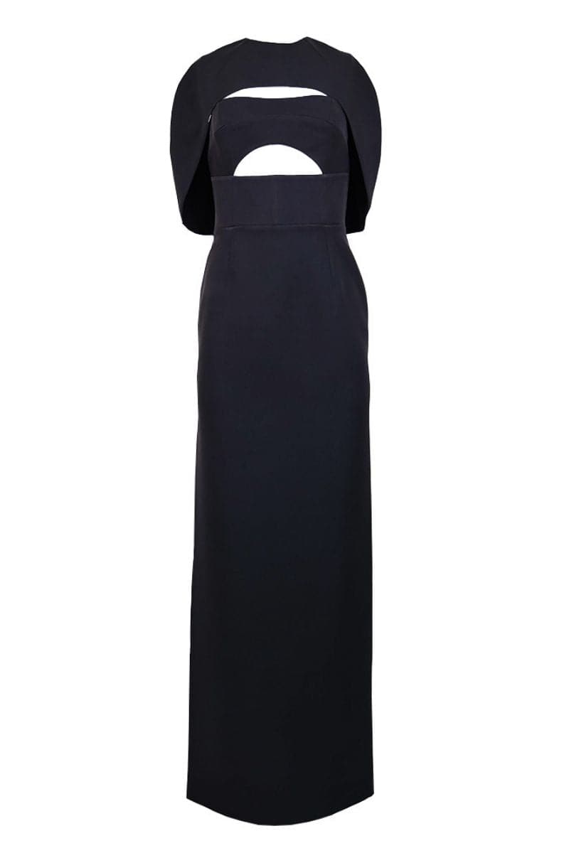 DETACHABLE CROPPED CAPE MAXI DRESS | Joanna Andraos | CULT MIA