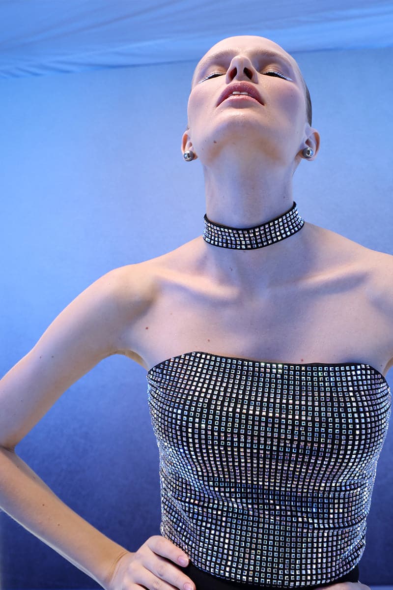DIAMOND-EMBELLISHED SQUARE CORSET TOP | Joanna Andraos | CULT MIA