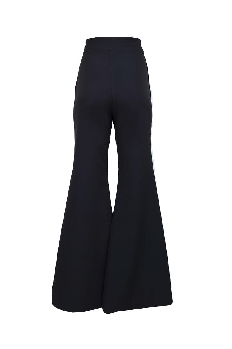 FLORAL ADORNED ONE-SHOULDER BLACK TOP AND PANTS SET | Joanna Andraos | CULT MIA