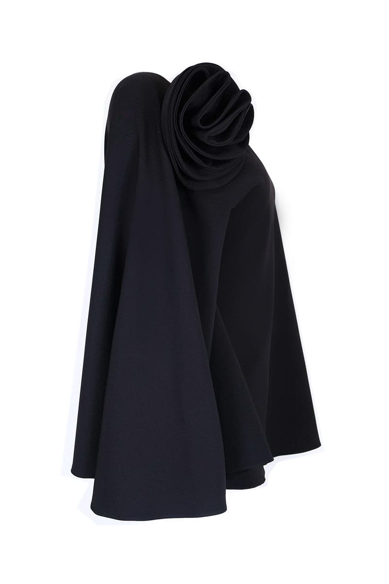 FLORAL ADORNED ONE-SHOULDER BLACK TOP AND PANTS SET | Joanna Andraos | CULT MIA