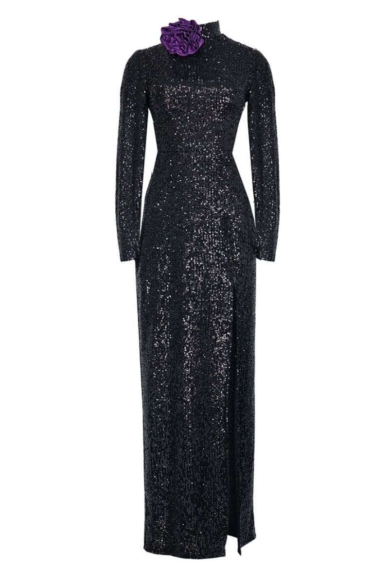 FULL LENGTH SEQUINS BLACK MAXI DRESS | Joanna Andraos | CULT MIA