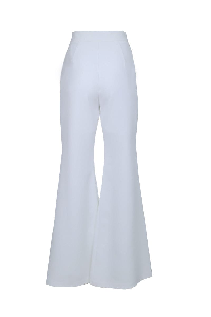 Joanna Andraos off-white strapless bridal co-ord ensemble with matching top and pants, elegant and modern wedding outfit.