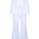 Off-white strapless bridal co-ords top and pants set by Joanna Andraos, stylish and elegant for special occasions.