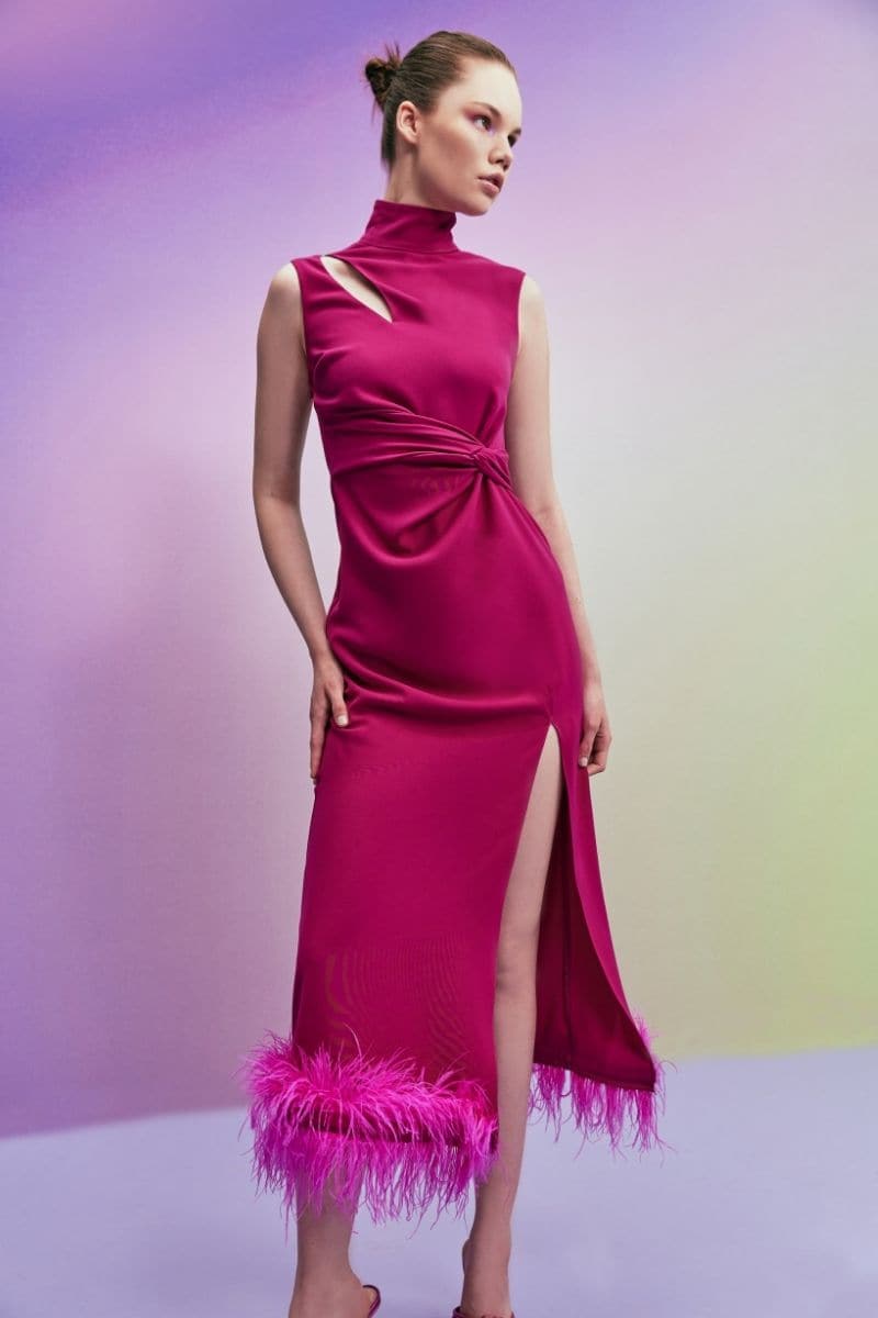 fuchsia pleated chiffon midi dress fuchsia pleated chiffon midi dress