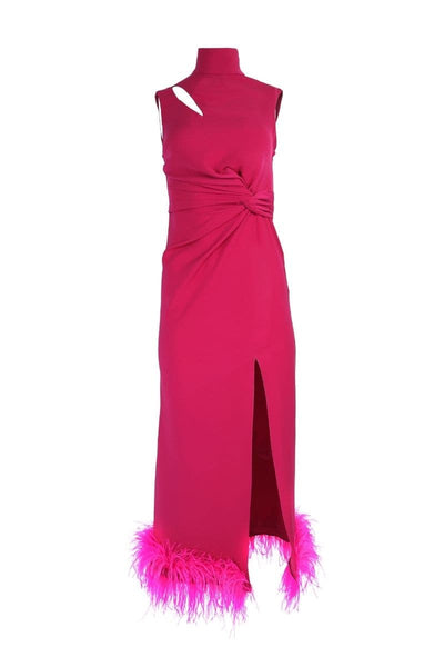 Joanna Andraos TWIST KNOT HALTERNECK FEATHER MIDI DRESS | Cult Mia Joanna Andraos TWIST KNOT HALTERNECK FEATHER MIDI DRESS | Cult Mia