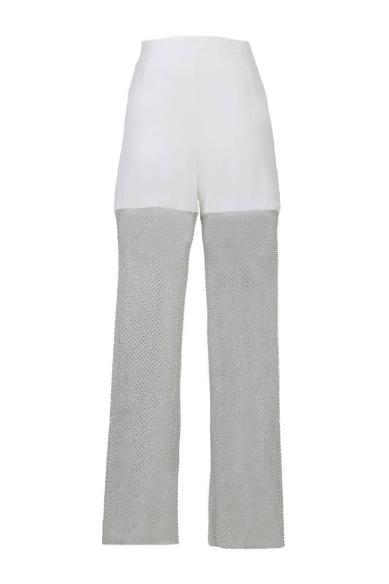 Off-white Joanna Andraos White Diamond Pants shown on a model, featuring a stylish fit and clean design.