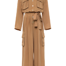 niLuu Serengeti Mocha jumpsuit, stylish sleeveless jumpsuit with a relaxed fit, featuring a mocha color and wide-leg design.