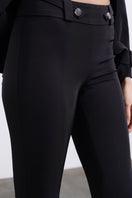 Black SÉLONE Juni Capri Trousers, stylish pants with a split design, perfect for casual or chic outfits.