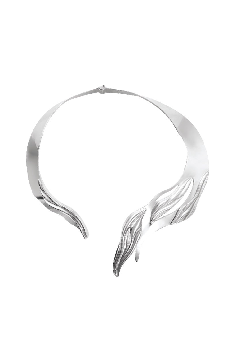 Silver Juno Necklace by Jude Benhalim featuring a sleek, minimalist design with a delicate chain and modern pendant.