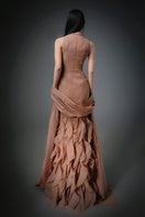 HAPPY CLOTHING CULT MIA X POTTER MERMAID ORGANZA Gown in brown, elegant flowing evening gown with ruffled details.
