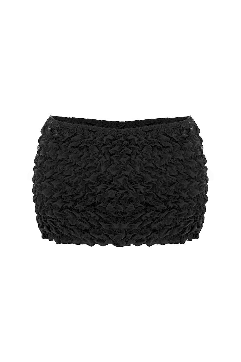 Selia Richwood LIA Black Mini Beach Skirt cover-up, lightweight beachwear with a stylish mini design and comfortable fit.