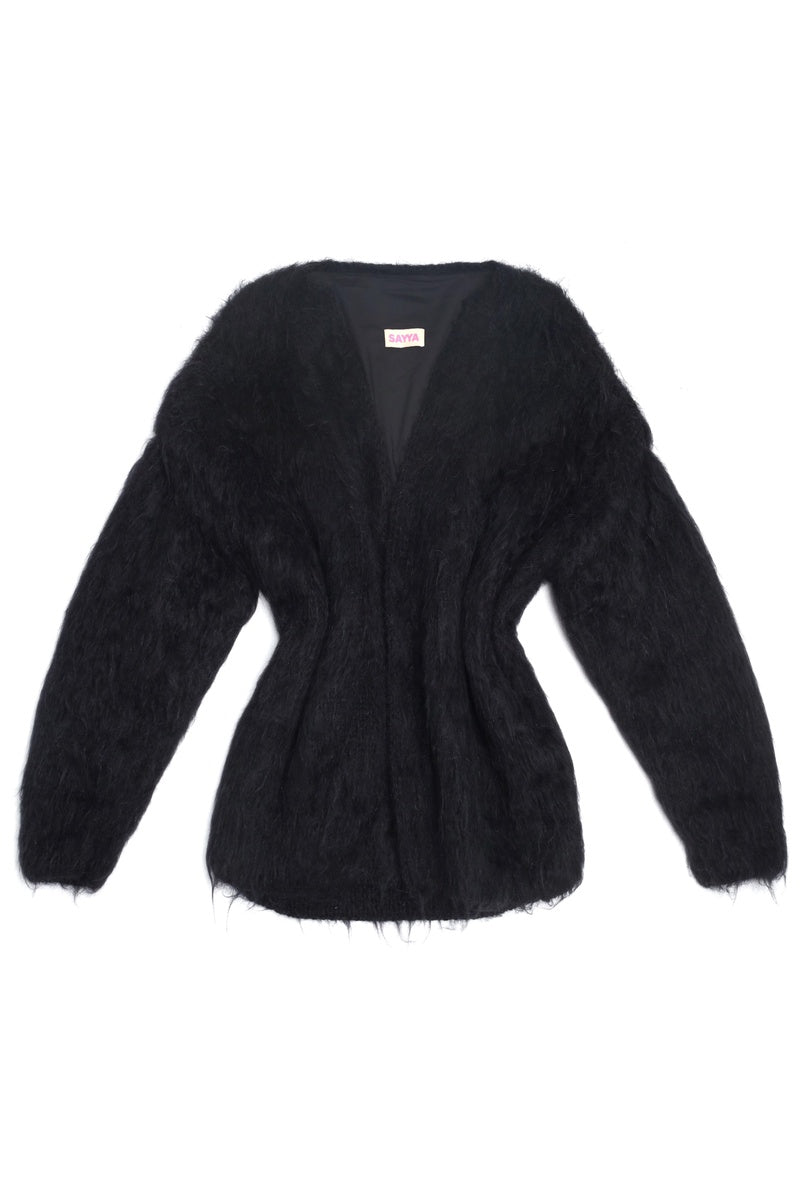 BLACK KNITTED CARDIGAN - CULT MIA