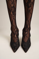 Black Kolane Camilla Sling 90 Lace heels with elegant design and open toe, perfect for stylish occasions.