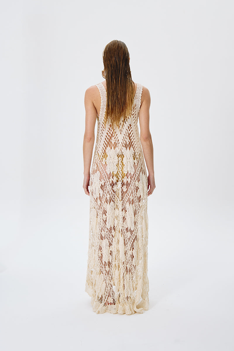 ARTISANAL LACE DRESS IN BEIGE - CULT MIA