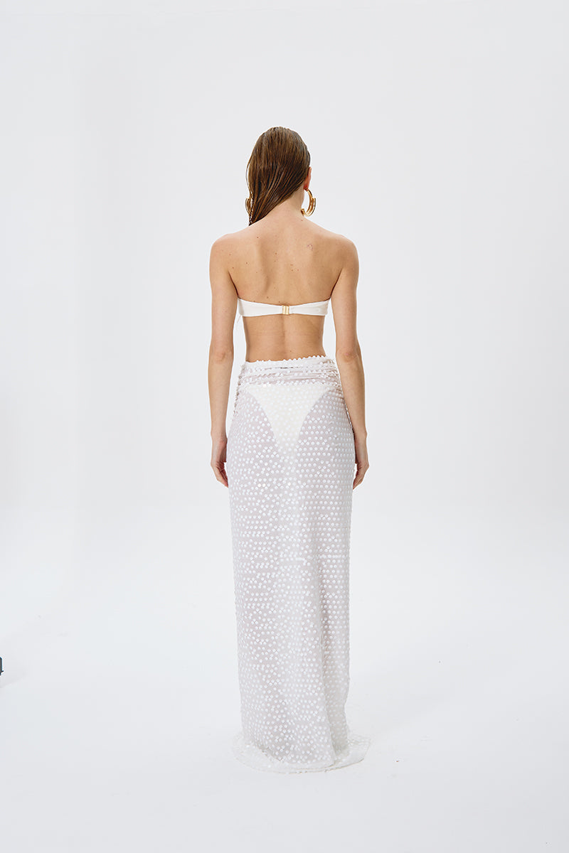 SEQUIN LIGHT MAXI SKIRT IN WHITE - CULT MIA