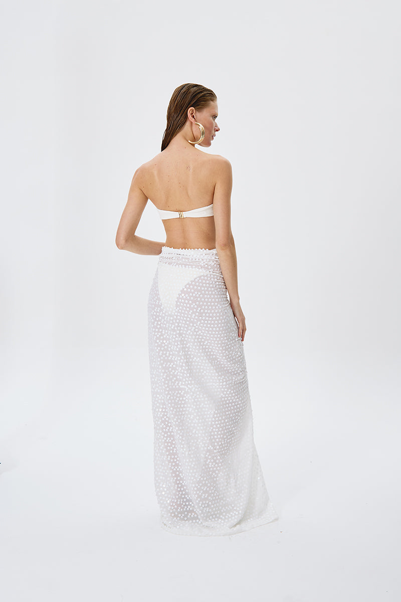 SEQUIN LIGHT MAXI SKIRT IN WHITE - CULT MIA