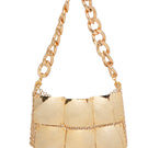 Silvia Gnecchi Choco in Gold shoulder bag featuring sleek design and shiny gold finish, perfect for elegant occasions.