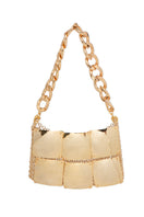 Silvia Gnecchi Choco in Gold shoulder bag featuring sleek design and shiny gold finish, perfect for elegant occasions.