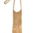 Silvia Gnecchi Apollonia fringe gold shoulder bag with layered fringe design, elegant accessory for stylish outfits.
