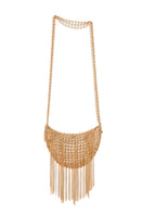 Gold Silvia Gnecchi Apache shoulder bag featuring a sleek design and elegant strap, perfect for stylish carry.