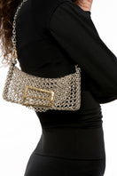 Silver shoulder bag by Silvia Gnecchi with sleek design and adjustable strap, perfect for stylish everyday use.