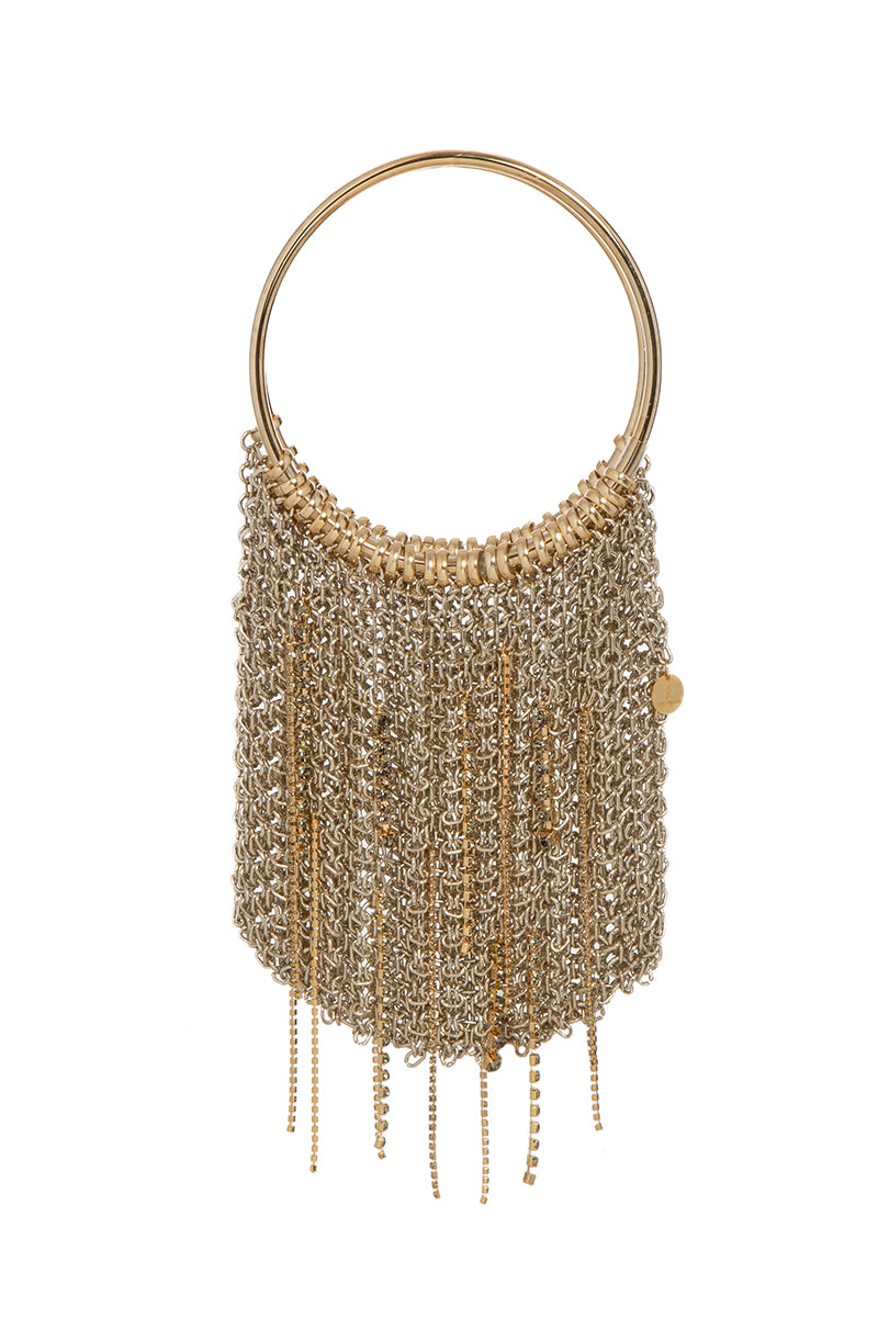 Silver LE FLUFF FLUFF top handle bag by Silvia Gnecchi with sleek design and elegant silver finish.