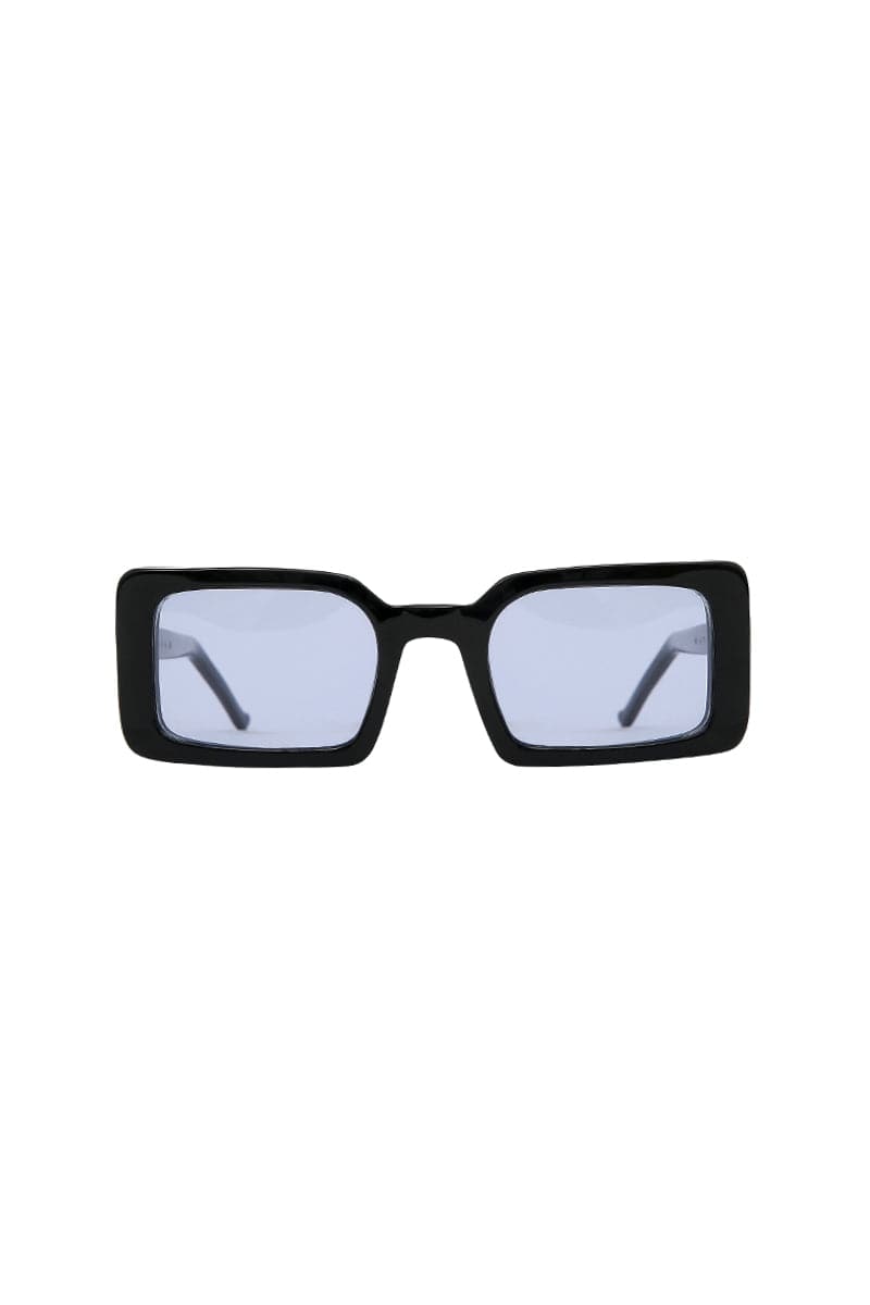 Black 50's acetate sunglasses by L'Obscure Clarté with rounded frames and dark lenses, stylish and vintage-inspired.