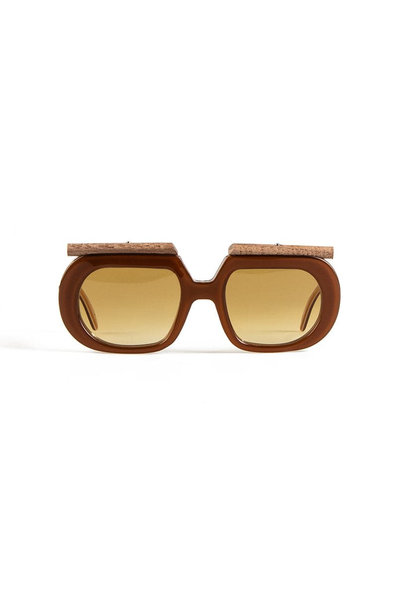 L'Obscure Clarté Latte Brown Soul W3 acetate sunglasses with rounded frames and brown tinted lenses.