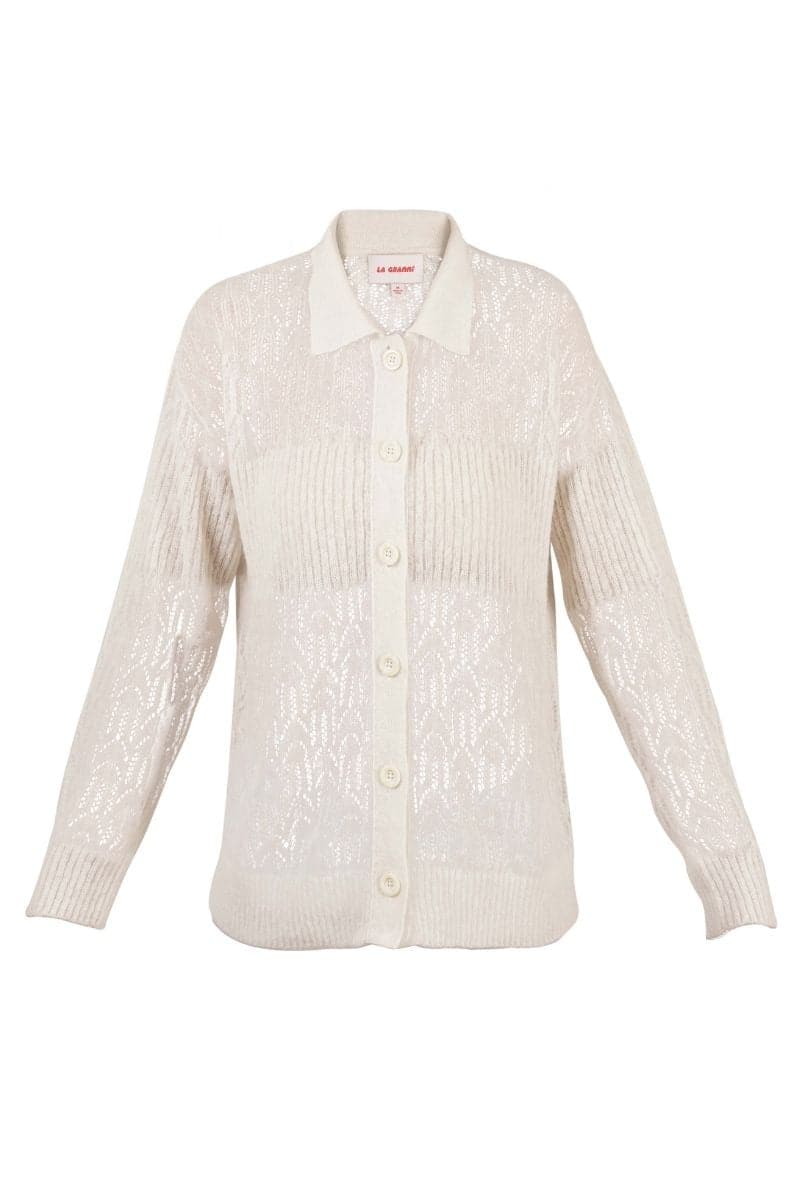 CREAM ARAÑITA COLLARED CARDIGAN | La Granni | CULT MIA