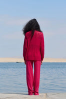 Pink raspberry collared cardigan by La Granni featuring a cozy knit design, perfect for casual and stylish wear.