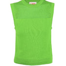 Lime green La Granni LA G Lime cropped vest cardigan, XS size, lightweight knit with a fitted design and ribbed edges.