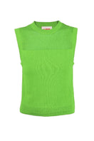 Lime green La Granni LA G Lime cropped vest cardigan, XS size, lightweight knit with a fitted design and ribbed edges.