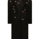 Lalo black Bouquet coat for women, XS size, stylish long coat with floral bouquet pattern, warm and fashionable outerwear.