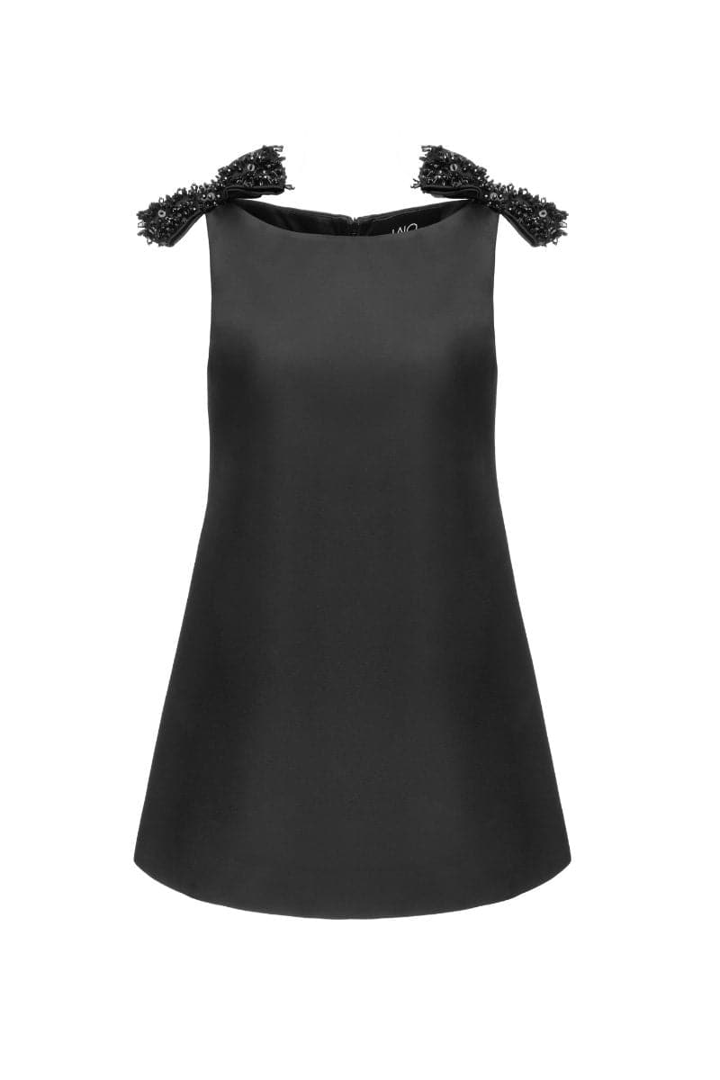 BOW SHOULDER A-LINE MINI DRESS | Lalo | CULT MIA