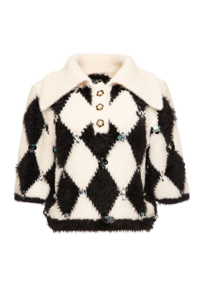 CHECKERS COLLARED SWEATER | Lalo | CULT MIA