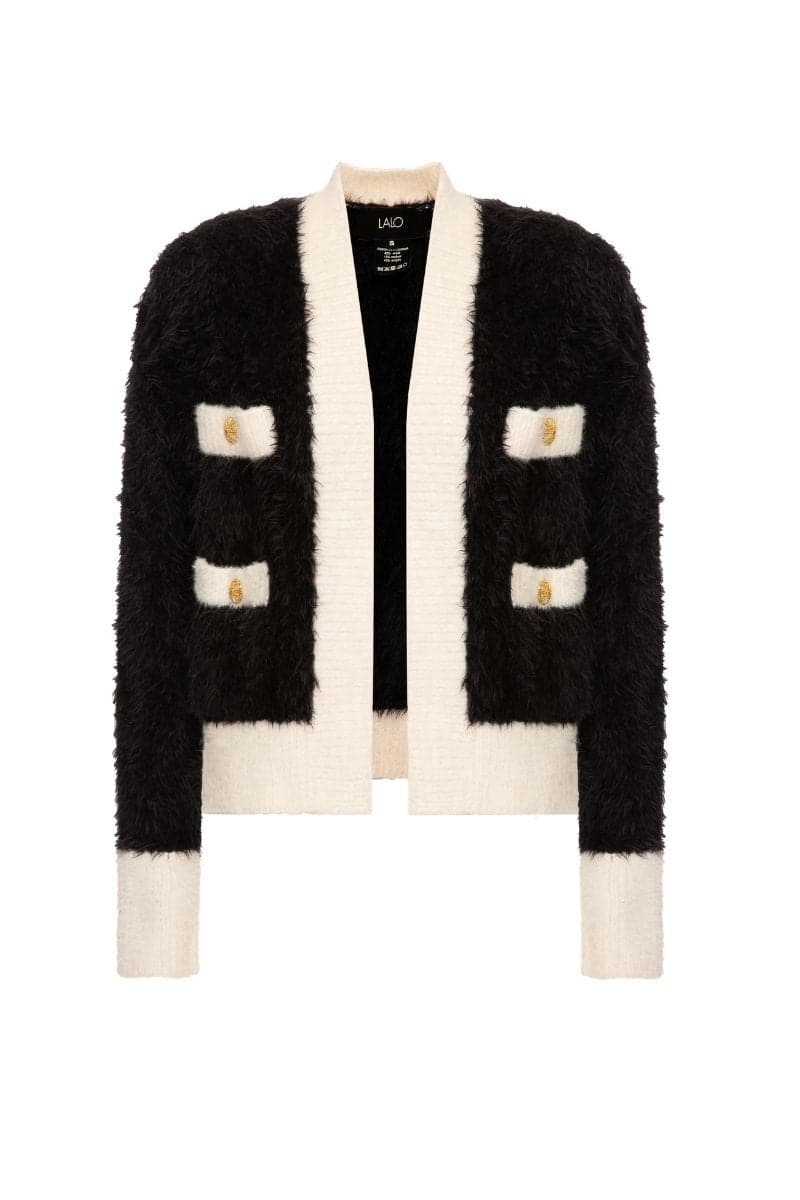 CLASSIC FLUFFY BLACK CARDIGAN | Lalo | CULT MIA