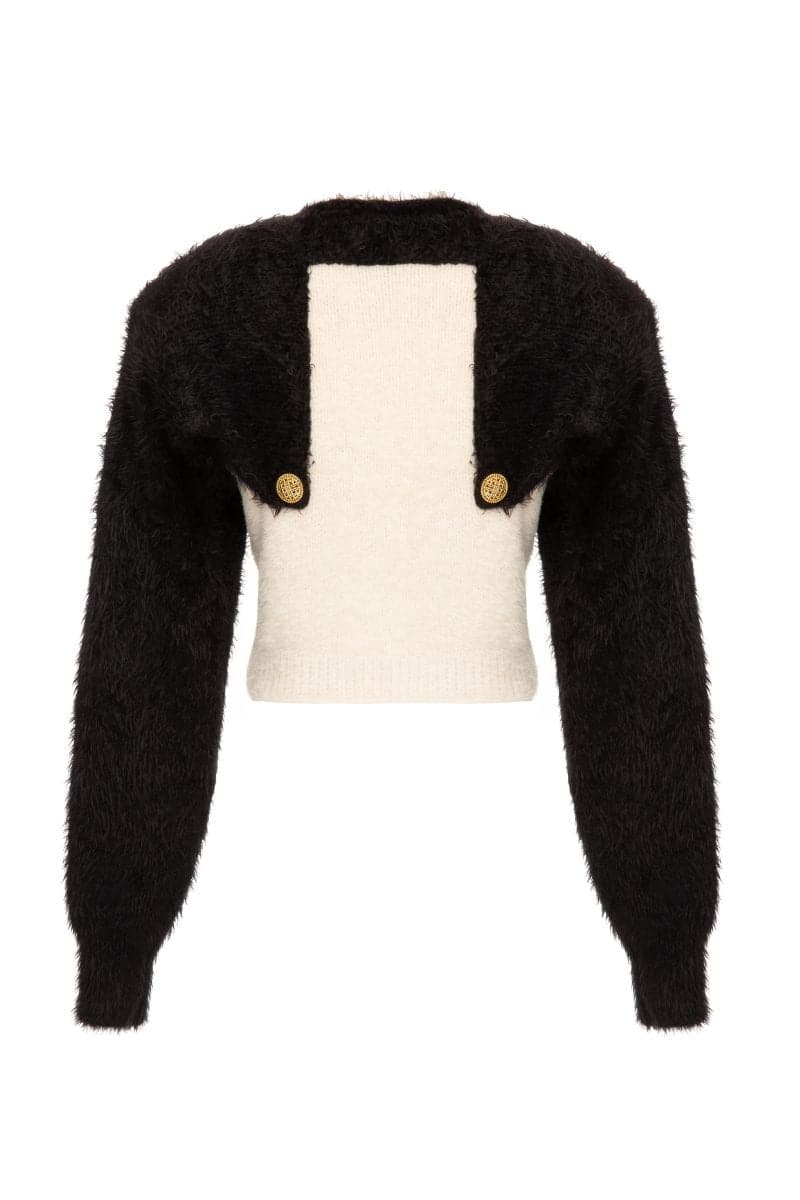 STRUCTURED SHOULDER BLACK AND WHITE SWEATER | Lalo | CULT MIA