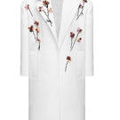 Lalo white bouquet coat in XS, stylish winter coat with floral pattern, soft fabric, and tailored fit.