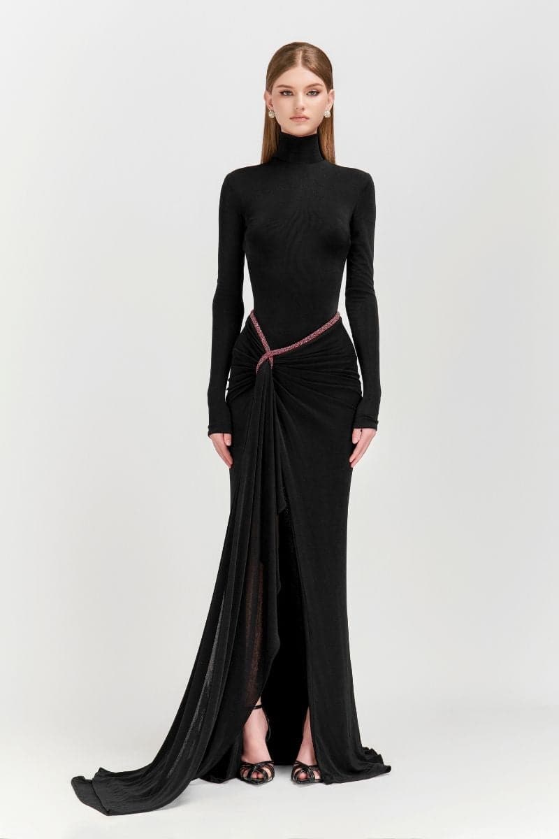 ASYMMETRIC TWISTED SPANDEX MAXI DRESS | Le Thanh Hoa | CULT MIA