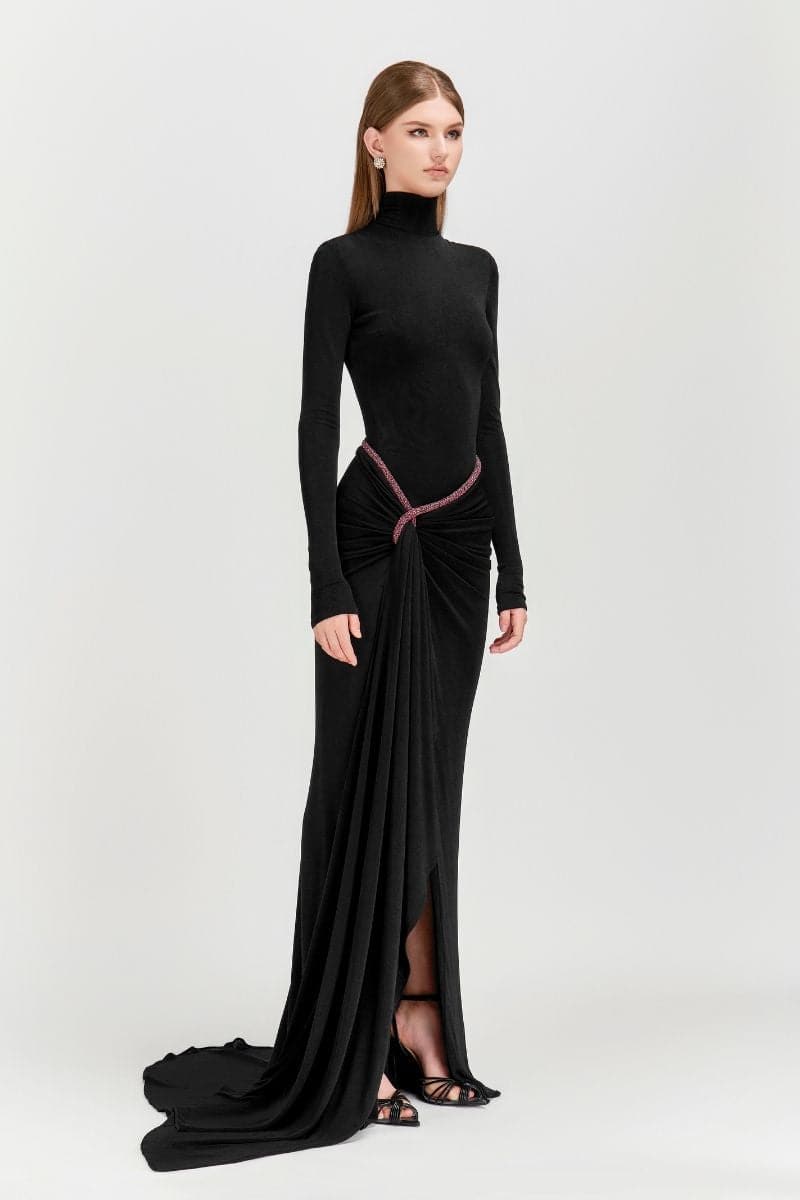 ASYMMETRIC TWISTED SPANDEX MAXI DRESS | CULT MIA | Le Thanh Hoa ASYMMETRIC TWISTED SPANDEX MAXI DRESS | CULT MIA | Le Thanh Hoa