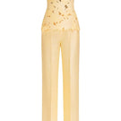 Pastel yellow strapless puffed top and matching pants co-ords set by Le Thanh Hoa, stylish and tailored for a chic look.