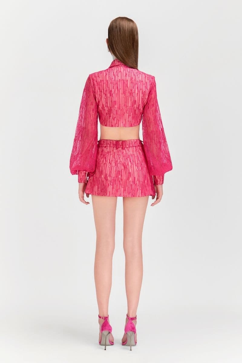 CARNELIAN CROPPED SHIRT AND MINI SKIRT SET | Le Thanh Hoa | CULT MIA