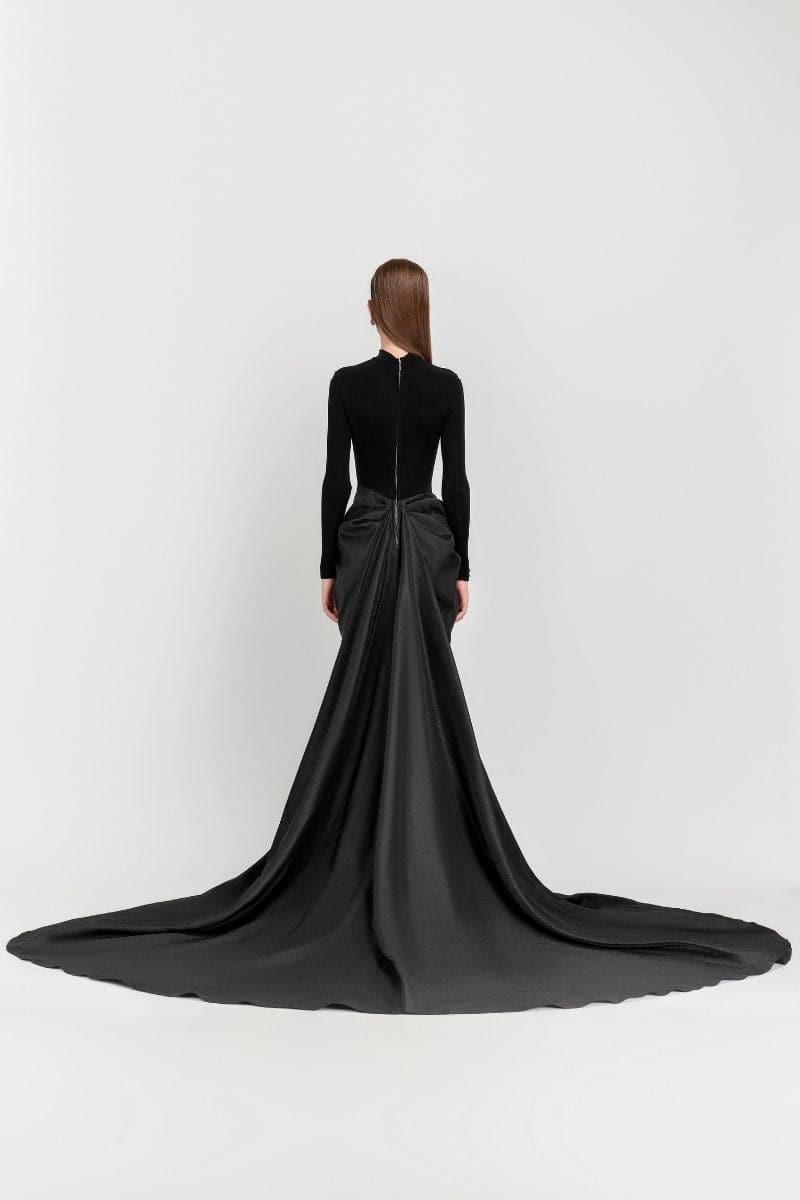 black turtleneck maxi dress Le Thanh Hoa KELSEY TURTLENECK MAXI DRESS