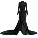 Black Kelsey turtleneck maxi dress by Le Thanh Hoa, elegant gown with fitted bodice and flowing skirt, front view.