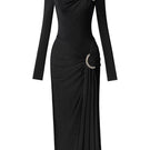 Black Melanie bodycon midi dress by Le Thanh Hoa, fitted style with sleeveless design and elegant silhouette.