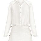 Le Thanh Hoa RISHIMA white shirt and mini skirt set co-ords, XS size, showcasing a stylish matching outfit with a modern design.