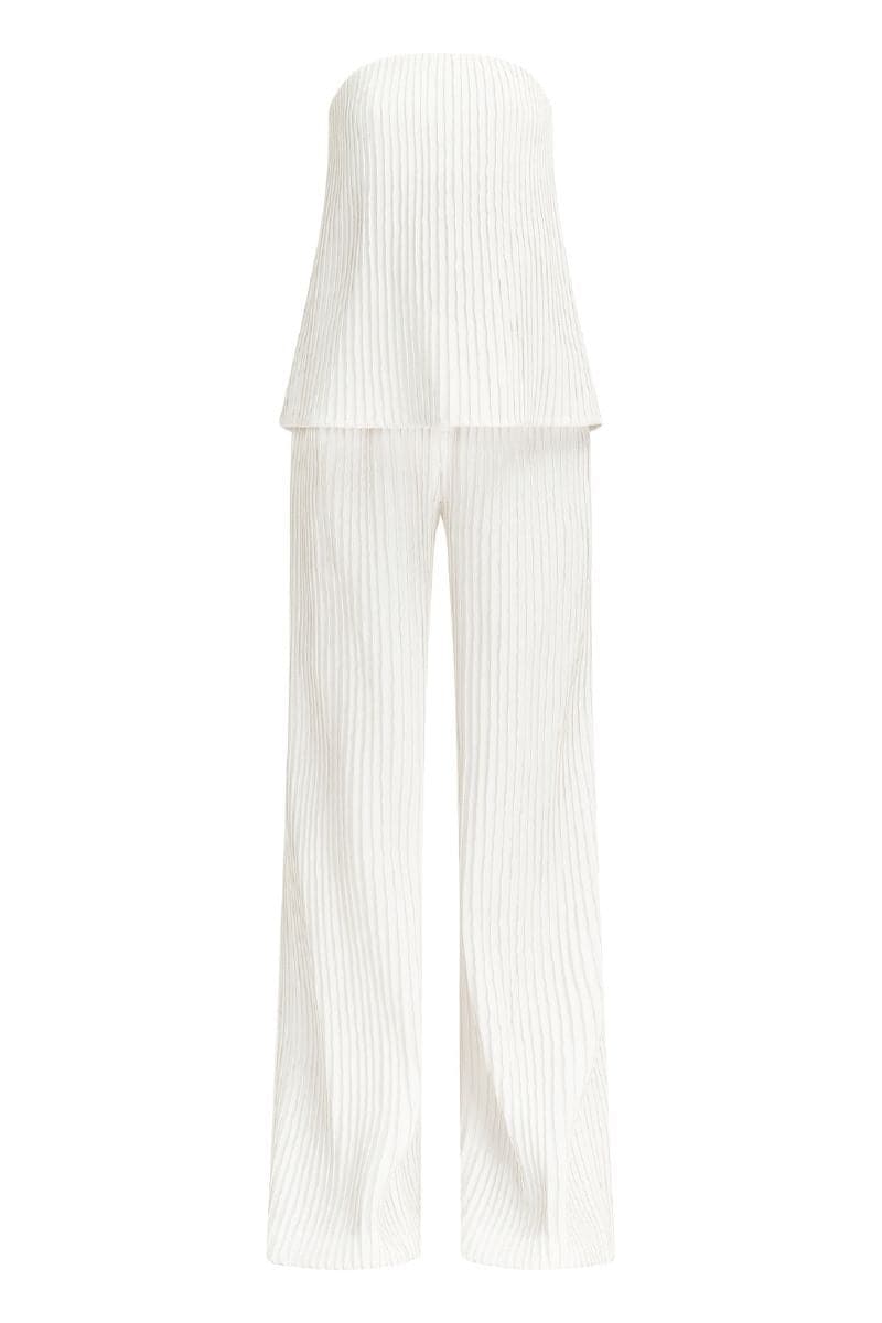 WHITE LAYLA STRAPLESS TOP AND PANTS SET | Le Thanh Hoa | CULT MIA